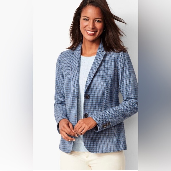 Talbots SHETLAND ABERDEEN BLAZER - TATTERSALL PLAID wool blend size 4 business - Picture 1 of 9
